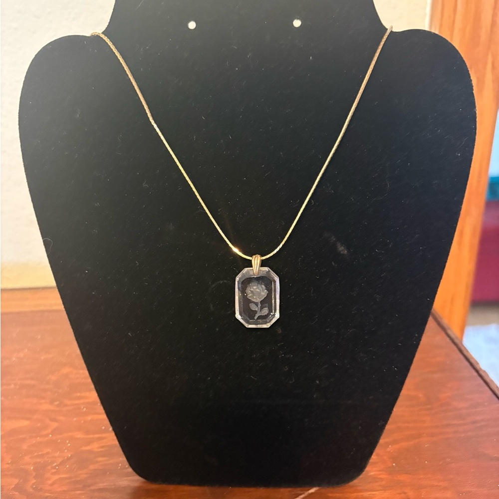 Napier Vintage Gold Rose Pendant Necklace